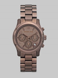 A classic designed chronograph with a modern appeal. Quartz movement Water-resistant to 10ATM Espresso stainless steel case, 39mm (1.53) Arabic numerals and index hour markers Chocolate dial Three chronograph sub dials Date display between 4 and 5 o'clock Second hand Espresso stainless steel link bracelet Imported A classic designed chronograph with a modern appeal. Quartz movement Water-resistant to 10ATM Espresso stainless steel case, 39mm (1.53) Arabic numerals and index hour markers Chocolate dial Three chronograph sub dials Date display between 4 and 5 o'clock Second hand Espresso stainless steel link bracelet Imported