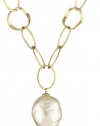 Majorica 22mm Baroque White Pearl Drop on 18K Gold Vermeil Chain Necklace