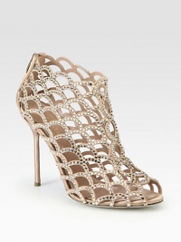 EXCLUSIVELY AT SAKS. Glittering Swarovski crystals coat this modern cage peep toe design of soft suede. Self-covered heel, 4 (100mm)Suede upper with Swarovski crystalsPeep toeBack zipperLeather lining and solePadded insoleMade in ItalyOUR FIT MODEL RECOMMENDS ordering true size. EXCLUSIVELY AT SAKS. Glittering Swarovski crystals coat this modern cage peep toe design of soft suede. Self-covered heel, 4 (100mm)Suede upper with Swarovski crystalsPeep toeBack zipperLeather lining and solePadded insoleMade in ItalyOUR FIT MODEL RECOMMENDS ordering true size.