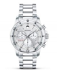 This Movado bracelet chronograph watch is crafted of solid Performance Steel™ and powered by a precise Swiss quartz chronograph movement. With rotating bezel, silvertone dial, applied markers and butterfly deployment clasp. This Movado bracelet chronograph watch is crafted of solid Performance Steel™ and powered by a precise Swiss quartz chronograph movement. With rotating bezel, silvertone dial, applied markers and butterfly deployment clasp.