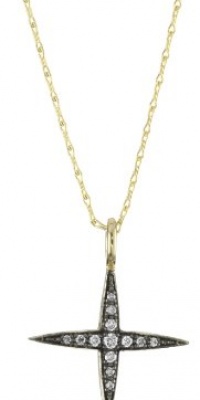 Mizuki Silver and 14k Gold Diamond Square Icicle Cross Charm Necklace Mizuki Silver and 14k Gold Diamond Square Icicle Cross Charm Necklace