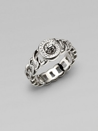 A sleek chain link style with a logo engraved turn-lock center. Plated brassTurn-lock detailWidth, about ¼Imported A sleek chain link style with a logo engraved turn-lock center. Plated brassTurn-lock detailWidth, about ¼Imported