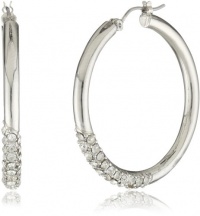 Nine West HOOP THERE IT IS Silver or Gold Tone Crystal Pave Hoop Earrings Nine West HOOP THERE IT IS Silver or Gold Tone Crystal Pave Hoop Earrings