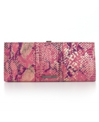 An eye-catching design from Kenneth Cole Reaction, featuring a fun python print and sleek metallic accents. Carried as a clutch or used as a wallet, this fabulous frame silhouette will keep your style on point. An eye-catching design from Kenneth Cole Reaction, featuring a fun python print and sleek metallic accents. Carried as a clutch or used as a wallet, this fabulous frame silhouette will keep your style on point.