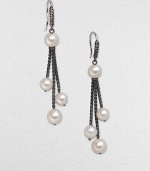 From the Midnight Pearl Collection. A simply chic design with a chains of box links and freshwater pearls to create a beautifully crafted style. Blackened sterling silverFreshwater pearlsLength, about 2Hook backImported 