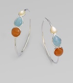 From the Scultura Collection. An elegant design with milky aquamarine, mother-of-pearl and peach moonstone set in sterling silver. Milky aquamarine, mother-of-pearl and peach moonstoneSterling silverLength, about 2.36Post backImported 