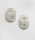 EXCLUSIVELY AT SAKS. This sparkling piece features two interlocking circles. CrystalsRhodium-plated brassSize, about .62Surgical steel post backImported 
