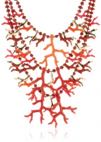 Kenneth Jay Lane 3 Row Multi Coral and Gold Branch Necklace Kenneth Jay Lane 3 Row Multi Coral and Gold Branch Necklace