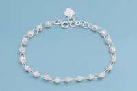Sterling Silver Mini Flower Chain Link Eternity Bracelet Sterling Silver Mini Flower Chain Link Eternity Bracelet