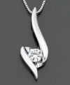 Stylized and sweet, you'll love the unique diamond Sirena heart necklace featuring round-cut diamond (1/7 ct. t.w.) set in 14k white gold. Approximate length: 18 inches. Approximate drop: 3/4 inch.