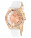 Modern fashion with nothing to hide: this rosy watch from Kenneth Cole New York grabs attention with a transparent dial.