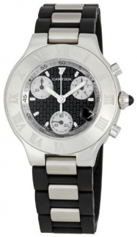 Cartier Men's W10125U2 Must 21 Chronoscaph Stainless Steel and Black Rubber Chronograph Watch Cartier Men's W10125U2 Must 21 Chronoscaph Stainless Steel and Black Rubber Chronograph Watch