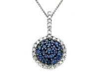 Genuine Sapphire and Diamond Pendant by Effy Collection® in 14 kt White Gold Genuine Sapphire and Diamond Pendant by Effy Collection® in 14 kt White Gold