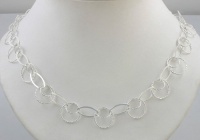 Elegant 24 Diamond Cut Sterling Silver Double Hoop Necklace (19.8g) Elegant 24 Diamond Cut Sterling Silver Double Hoop Necklace (19.8g)