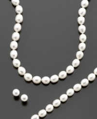 Elegant sophistication starts with this pretty three-piece pearl set including a freshwater pearl necklace (7-8 mm) measuring 18 inches with a sterling silver clasp, a freshwater pearl bracelet (7-8 mm) measuring 7-1/2 inches with a sterling silver clasp and freshwater pearl earrings (7-8 mm) with sterling silver posts.