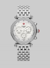 From the Caber Sport Collection. A classic timepiece with dazzling diamonds and technical appeal in sleek stainless steel. Quartz movementWater resistant to 5 ATMRound stainless steel case, 37mm (1.4)Diamond accented bezel, .54 tcwEnamel chronograph dialBar hour markersDate display at 6 o'clockSecond hand Stainless steel link bracelet, 18mm (0.7)Imported From the Caber Sport Collection. A classic timepiece with dazzling diamonds and technical appeal in sleek stainless steel. Quartz movementWater resistant to 5 ATMRound stainless steel case, 37mm (1.4)Diamond accented bezel, .54 tcwEnamel chronograph dialBar hour markersDate display at 6 o'clockSecond hand Stainless steel link bracelet, 18mm (0.7)Imported