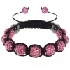 Fully Iced Out Hip Hop Pave 9 Pink Disco Ball Adjustable Bracelet