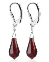 SCER361 Sterling Silver Teardrop Garnet Crystal Earrings Made with Swarovski Elements