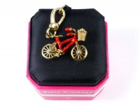 Juicy Couture - Red Bicycle Bike with Rhinestone Filled Basket - Gold Plated Charm Juicy Couture - Red Bicycle Bike with Rhinestone Filled Basket - Gold Plated Charm