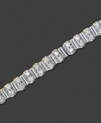 Achieve effortless beauty with this diamond and 14k white gold bracelet featuring perfect pairs of round-cut diamonds (2 ct. t.w.). 2 carat diamond bracelet approximate length: 7-1/4 inches. Achieve effortless beauty with this diamond and 14k white gold bracelet featuring perfect pairs of round-cut diamonds (2 ct. t.w.). 2 carat diamond bracelet approximate length: 7-1/4 inches.