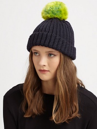 A cozy knit topper with a bold pom-pom for a simple, yet stylish, accessory.7 longMerino woolHand washImported A cozy knit topper with a bold pom-pom for a simple, yet stylish, accessory.7 longMerino woolHand washImported