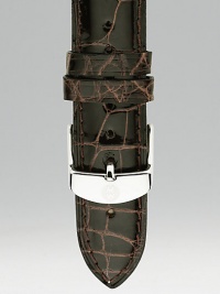 Adjustable polished alligator watchband is accented with stainless steel hardware. Fits the Michele Deco, CSX 36, Serein and Urban Moment watchesMade in USA: black, garnetAll other colors are importedPlease note: Watch case sold separately. Adjustable polished alligator watchband is accented with stainless steel hardware. Fits the Michele Deco, CSX 36, Serein and Urban Moment watchesMade in USA: black, garnetAll other colors are importedPlease note: Watch case sold separately.