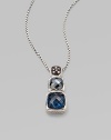 From the Chiclet Collection. A graduated design with faceted hemetite and Hampton blue topaz, accented in sparkling diamonds in blackened sterling silver. Hematite and Hampton blue topazDiamonds, .12 tcwBlackened sterling silverLength, about 17 to 18 adjustableLobster closureImported 