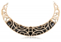 Judith Jack Gold Matrix Sterling Silver-Gold Plate-Black Agate Collar Necklace Judith Jack Gold Matrix Sterling Silver-Gold Plate-Black Agate Collar Necklace