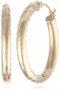 Duragold 14k Yellow Gold Bright-Cut Hoop Earrings