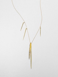 From the Miss Havisham Collection. Gracefully tapered goldtone spears, some sprinkled with tiny Swarovski crystals, hang from a delicate golden chain.CrystalGoldtoneChain length, about 32Lobster claspMade in USA From the Miss Havisham Collection. Gracefully tapered goldtone spears, some sprinkled with tiny Swarovski crystals, hang from a delicate golden chain.CrystalGoldtoneChain length, about 32Lobster claspMade in USA