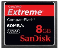 Sandisk 8GB Extreme CF memory card - UDMA 60MB/s 400x (SDCFX-008G-A61, Retail Package) Sandisk 8GB Extreme CF memory card - UDMA 60MB/s 400x (SDCFX-008G-A61, Retail Package)