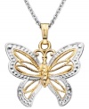 A timeless symbol of happiness and life, this beautiful pendant features a butterfly crafted in 14k gold. Approximate length: 18 inches. Approximate drop: 1 inch.