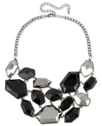 Stylish stones make you the center of attention in this frontal necklace from Haskell. Crafted from hematite-tone mixed metal, the necklace is adorned with geometric pieces in acrylic. Approximate length: 15 inches + 5-inch extender. Approximate drop: 2-1/4 inches. Stylish stones make you the center of attention in this frontal necklace from Haskell. Crafted from hematite-tone mixed metal, the necklace is adorned with geometric pieces in acrylic. Approximate length: 15 inches + 5-inch extender. Approximate drop: 2-1/4 inches.