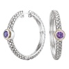 925 Silver & Amethyst Modern Hoop Earrings with 18k Gold Accents