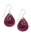 Add vibrance to your look with a drop of color. Jody Coyote's teardrop-shaped earrings feature burgundy patina with swirling sterling silver accents and french wire. Approximate drop: 1-1/4 inches.