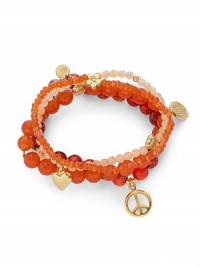 THE LOOKSet of four beaded braceletsPeace and love charmsJasper, jade and carnelian stones22k goldplated vermeil sterling silver charm accentsElastic pull-on styleTHE MEASUREMENTWidth, about 2.5ORIGINMade in USA of imported materials THE LOOKSet of four beaded braceletsPeace and love charmsJasper, jade and carnelian stones22k goldplated vermeil sterling silver charm accentsElastic pull-on styleTHE MEASUREMENTWidth, about 2.5ORIGINMade in USA of imported materials