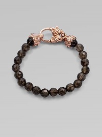 From the Pop Superstud Collection. A dark, dramatic strand of faceted smoky quartz beads capped by a baroque clasp set with pastel rose quartz.Smoky quartz and rose quartzRose goldplated sterling silverLength, about 7¾Spring clip claspImported From the Pop Superstud Collection. A dark, dramatic strand of faceted smoky quartz beads capped by a baroque clasp set with pastel rose quartz.Smoky quartz and rose quartzRose goldplated sterling silverLength, about 7¾Spring clip claspImported