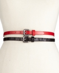 Solid or sequined - you'll shine no matter which you choose with this set of can't-live-without skinny belts by Style&co. Solid or sequined - you'll shine no matter which you choose with this set of can't-live-without skinny belts by Style&co.