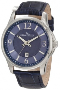 Lucien Piccard Men's 11566-03 Adamello Navy Blue Textured Dial Navy Blue Leather Watch