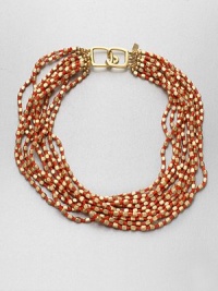 A colorful beaded style in a chic, chunky multi-row design. Resin22k goldplatedLength, about 16Hook closureMade in USA A colorful beaded style in a chic, chunky multi-row design. Resin22k goldplatedLength, about 16Hook closureMade in USA