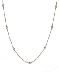 Inch by inch of luminous sparkle. B. Brilliant's delicate necklace features eleven round-cut cubic zirconia stations (1-1/10 ct. t.w.) set in 18k gold over sterling silver. Approximate length: 36 inches.