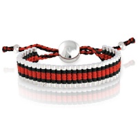 Silvertone Circle with Red and Black Cord Adjustable Friendship Bracelet Silvertone Circle with Red and Black Cord Adjustable Friendship Bracelet