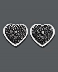 Layer up on love. These chic studs feature sparkling round-cut black diamonds (1/4 ct. t.w.) set in sterling silver. Layer up on love. These chic studs feature sparkling round-cut black diamonds (1/4 ct. t.w.) set in sterling silver.