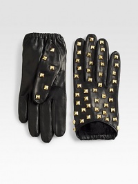 EXCLUSIVELY AT SAKS.COM. A supple, cropped leather design gets a little edgy with studded detail.About 5 longLeatherSilk liningDry cleanMade in Italy EXCLUSIVELY AT SAKS.COM. A supple, cropped leather design gets a little edgy with studded detail.About 5 longLeatherSilk liningDry cleanMade in Italy