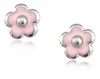 Children's Sterling Silver Pink Flower Safety Earrings