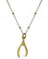 Everyone needs a little extra luck, why not wear it in style? Studio Silver's pretty wishbone necklace combines an 18k gold over sterling silver pendant and beaded accents with a sterling silver chain. Approximate length: 18 inches. Approximate drop: 7/8 inch.
