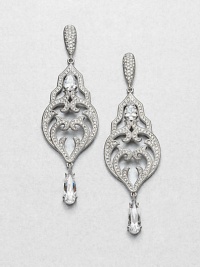 EXCLUSIVELY AT SAKS. Sparkling pavé crystals hand-set in a long, intricate, open-work design. CrystalsCubic zirconiaRhodium-plated brassDrop, about 2.5Post backImported EXCLUSIVELY AT SAKS. Sparkling pavé crystals hand-set in a long, intricate, open-work design. CrystalsCubic zirconiaRhodium-plated brassDrop, about 2.5Post backImported