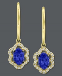 Turn on the brights! Le Vian's stunning earring style highlights oval-cut tanzanite (3/4 ct. t.w.) surrounded by scalloped edges of round-cut diamonds (1/6 ct. t.w.). Crafted in 14k gold. Approximate drop: 7/8 inch. Turn on the brights! Le Vian's stunning earring style highlights oval-cut tanzanite (3/4 ct. t.w.) surrounded by scalloped edges of round-cut diamonds (1/6 ct. t.w.). Crafted in 14k gold. Approximate drop: 7/8 inch.