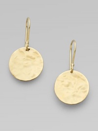 This beautiful design features simply stunning, 18k gold hammered discs.18k gold Length, about 1¾ Ear wire Imported This beautiful design features simply stunning, 18k gold hammered discs.18k gold Length, about 1¾ Ear wire Imported