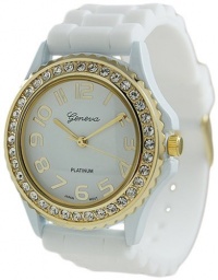 Geneva Platinum Women's 6886.WHT White Silicone Quartz Watch with White Dial Geneva Platinum Women's 6886.WHT White Silicone Quartz Watch with White Dial